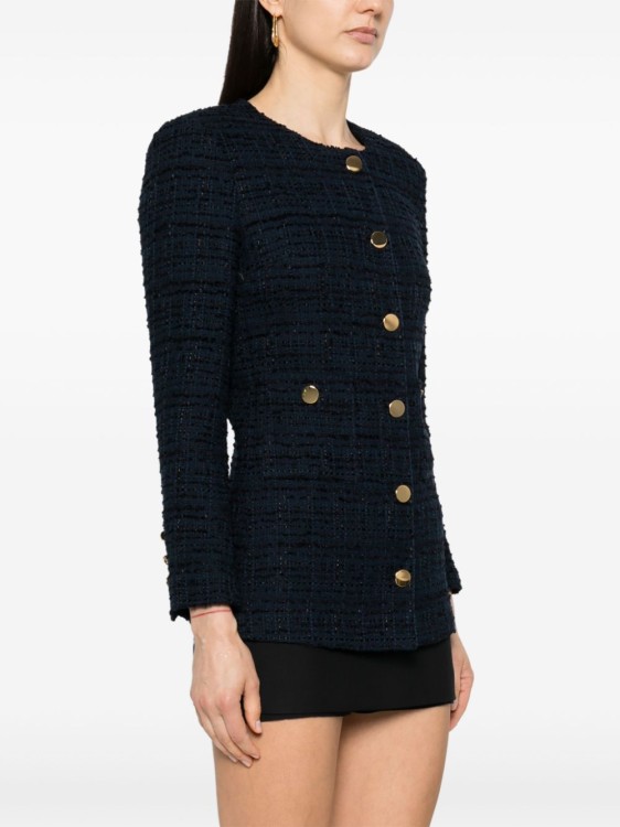 Shop Tagliatore Blue Tweed Jacket In Black