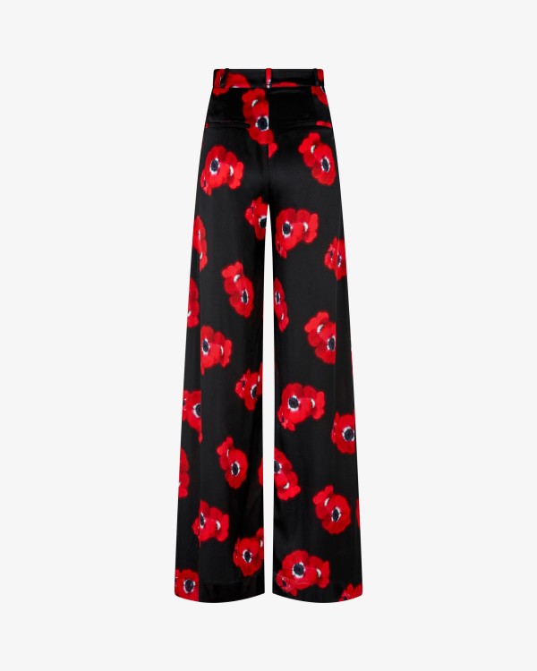 Shop Serena Bute Graphic Poppy Serena Wide Leg Trouser - Black/red