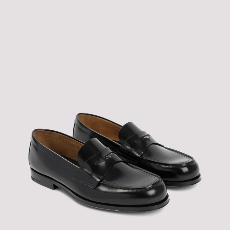 Shop Prada Black Leather Loafers