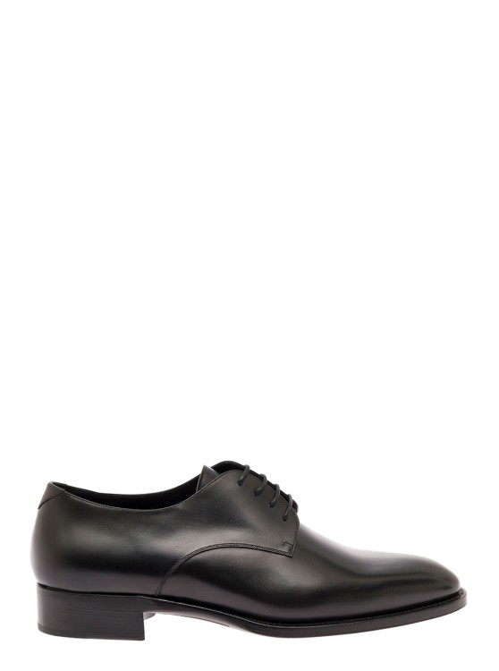 Saint Laurent Adrien Leather Derby Lace-ups In Black