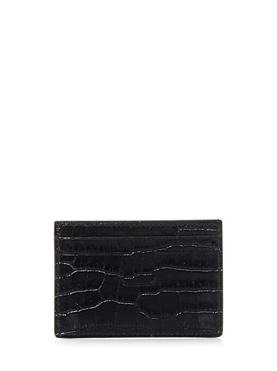 Shop Tom Ford Crocodile Embossed Leather Card Holder In Black