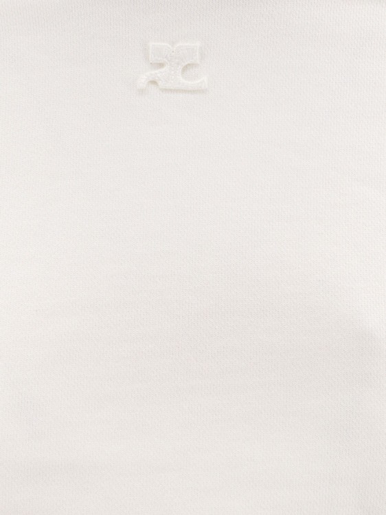 Shop Courrèges Cotton Sweatshirt With Embroidered Logo In White