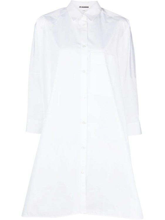 Jil Sander A-line Shirt Dress In White