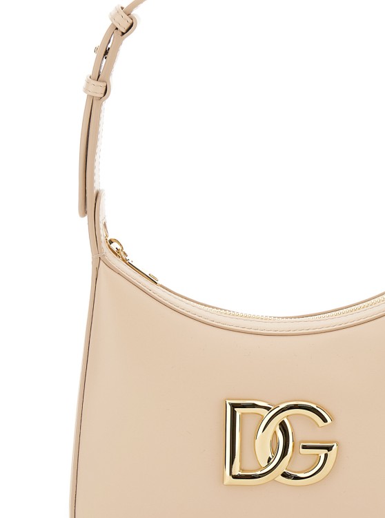 Shop Dolce & Gabbana 3.5' Pink Shoulder Bag With Logo Detail In Smooth Leather