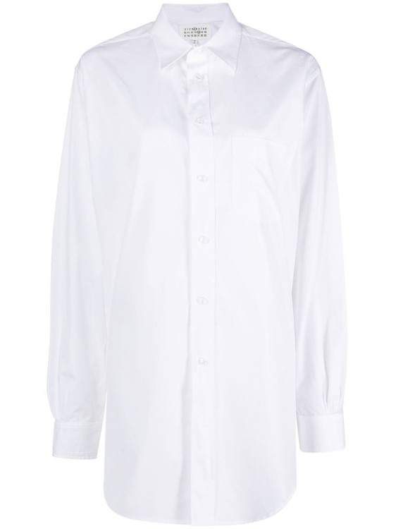 Shop Maison Margiela Long Cotton Poplin Shirt In White
