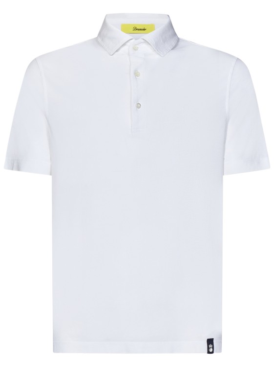 Shop Drumohr White Cotton Jersey Polo Shirt