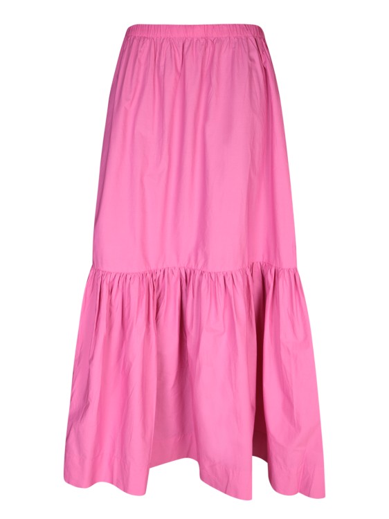 Shop Ganni Fuchsia Poplin Skirt In Pink