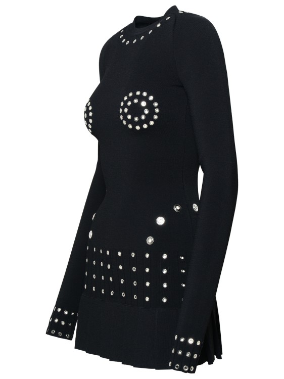 Shop Off-white Eyeleg Pleated Dress In Black