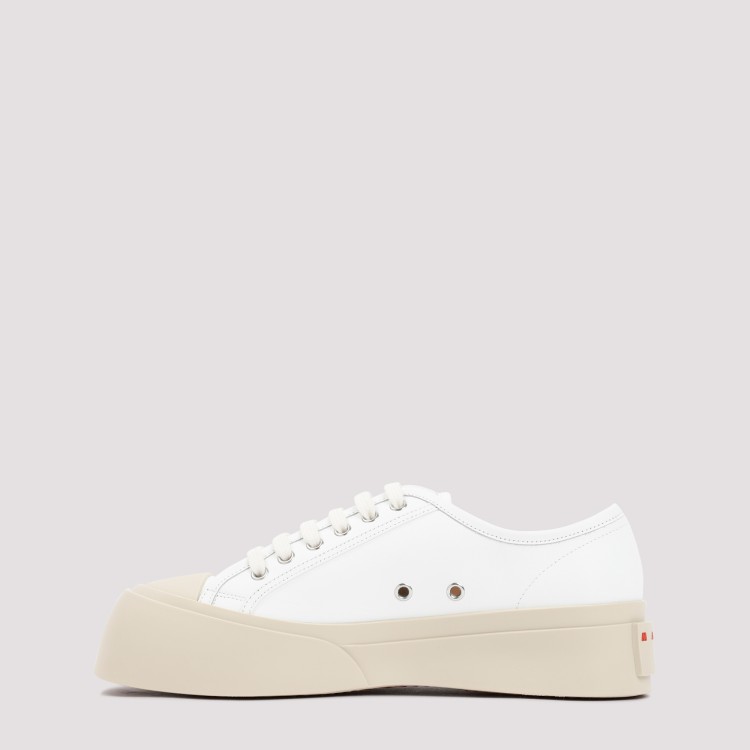 Shop Marni White Leather Pablo Sneakers In Grey