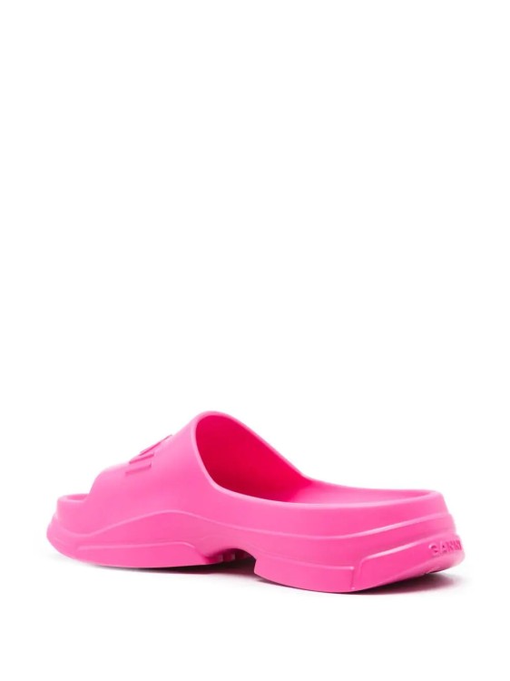 Shop Ganni Logo-embossed Chunky Slides In Pink