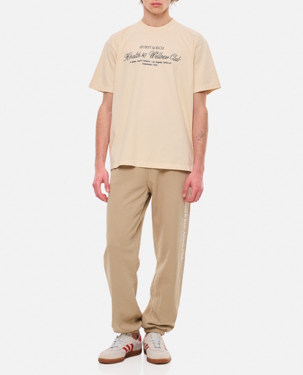 Shop Sporty And Rich H&w Club Cotton T-shirt In Brown
