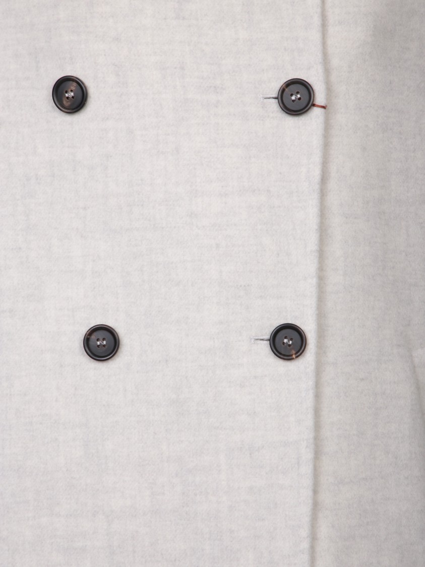 Brunello Cucinelli Mixed Wool Fabric Coat With Six Front Buttons In White