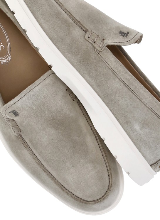 Shop Tod's Suede Leather Loafers In Grey