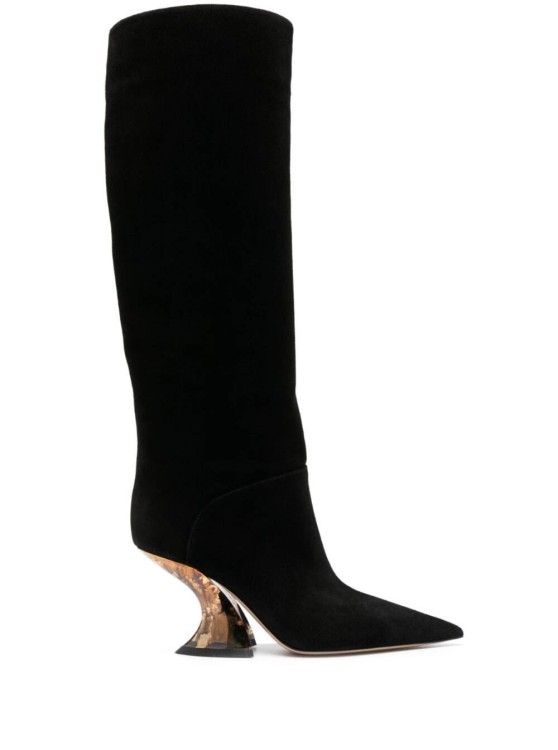 Casadei 'elodie' Black High-boots With Sculpted Heel In Suede Woman In Black