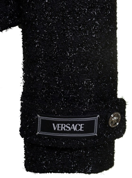 Shop Versace Black Lurex Jacket With 'medusa' Silver-tone Hardware In Wool Blend