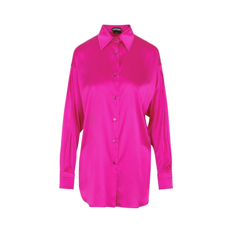 Tom Ford Hot Pink Stretch Silk Satin Shirt