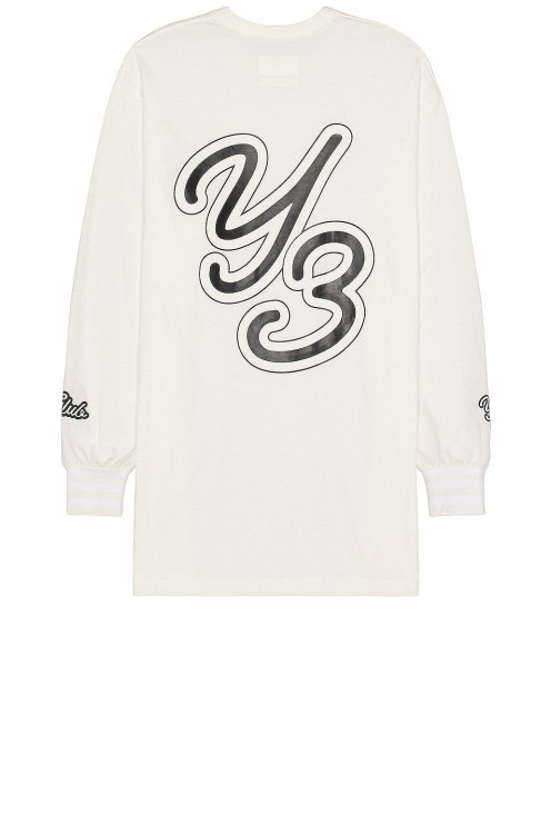 Shop Y-3 Gfx L/s Logo-flocked T-shirt In White