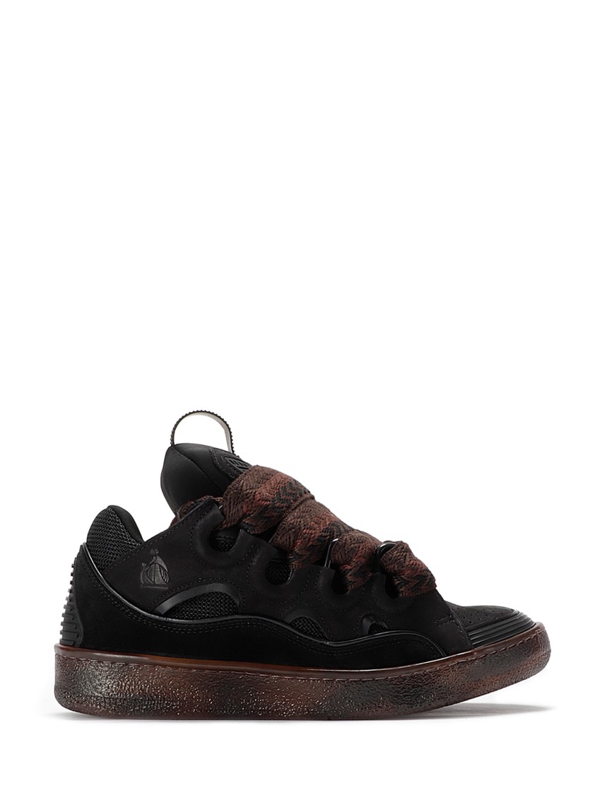 Shop Lanvin Suede Sneakers With Laces In Brown