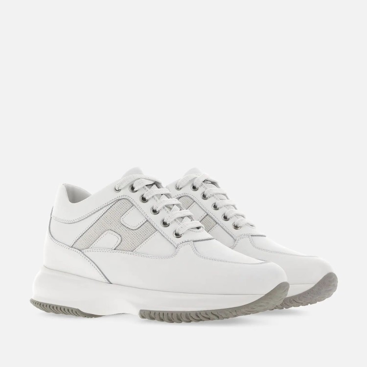 Shop Hogan White Leather Interactive Sneakers