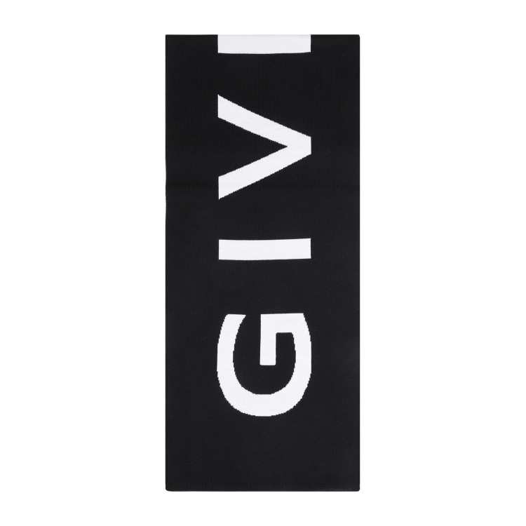 Shop Givenchy Black White Wool Scarf