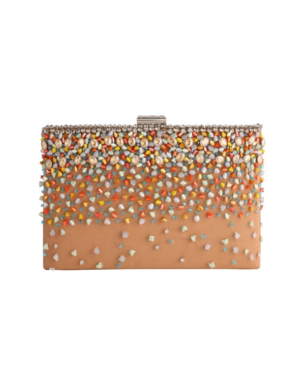 Gemy Maalouf Bejeweled Coffee Clutch - Clutches In Brown