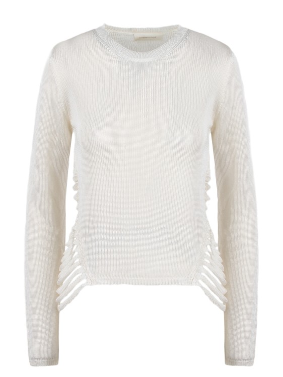 Shop Atomo Factory Fringed Viscose Knit Sweater In White