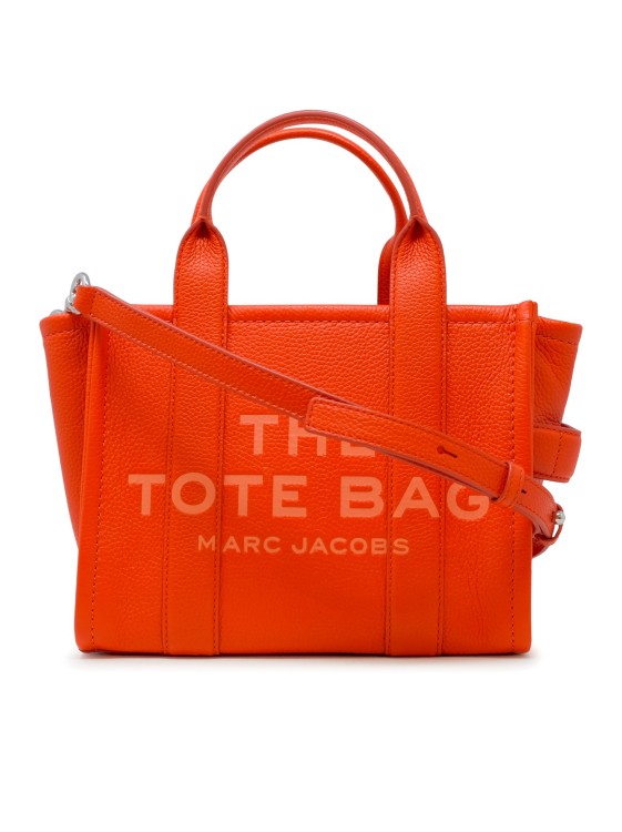 Shop Marc Jacobs Electric Orange Leather The Small Tote Bag