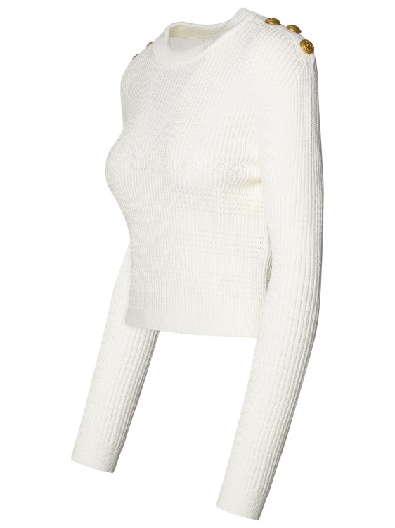 Shop Balmain White Viscose Blend Sweater