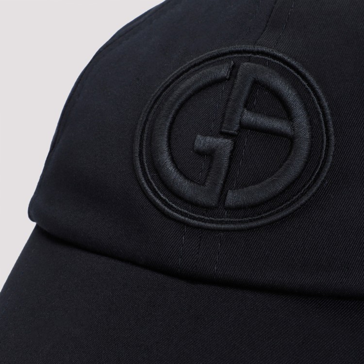 Shop Giorgio Armani Blue Cotton Hat In Black