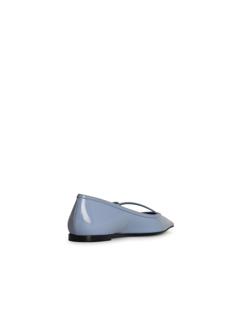 Dolce & Gabbana Mun Polished Leather Ballet Flats In Blue