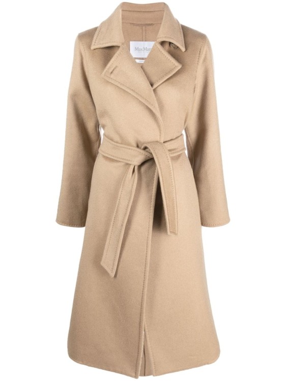 Shop Max Mara Cashmere Belted Coat In Brown