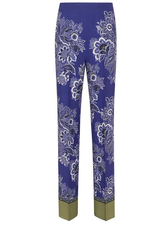 Shop Etro Silk Crêpe De Chine Trousers In Blue