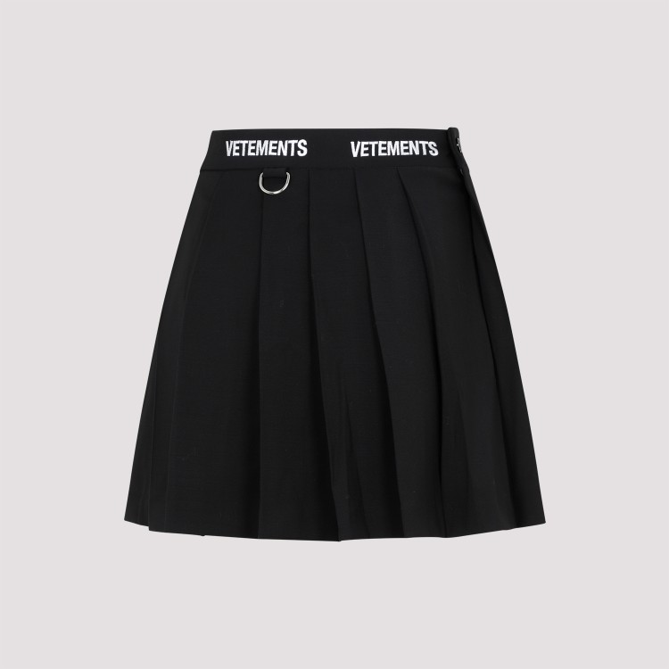 Shop Vetements Black Wool Logo School Skirt