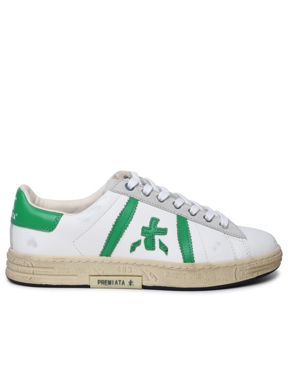 Shop Premiata Russell' White Leather Sneakers
