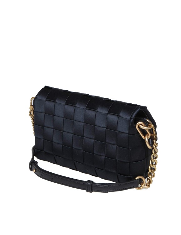 Tory Burch Kira Woven Satin Mini Flap Bag Black, Crossbody Bag