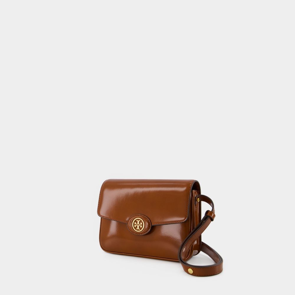 Tory Burch Shoulder Bag With Adjustable Strap And Smooth Finish In Brown