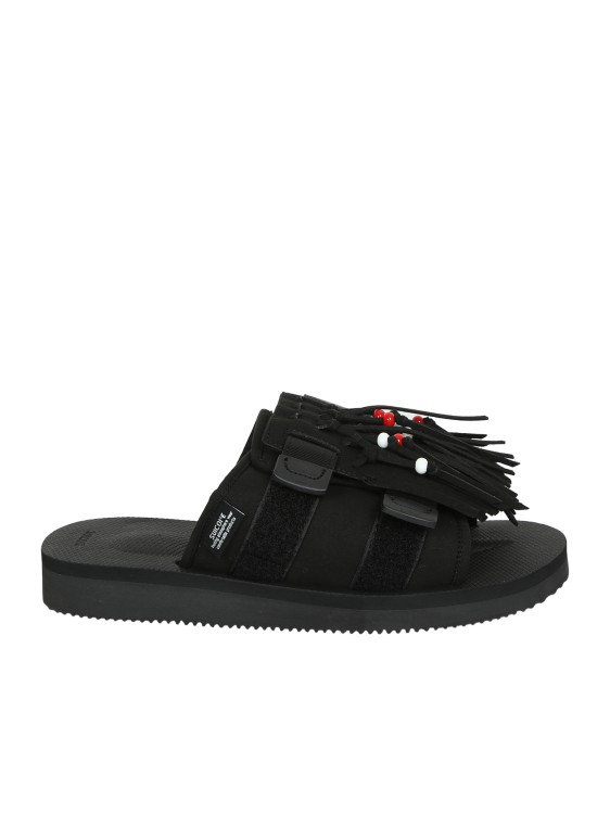 Suicoke Hoto-cab Fringed Black Sandals By
