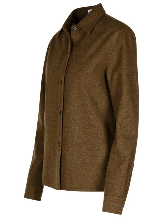 Jil Sander Wool Shirt With Collared Neck And Buttoned Cuffs In Brown