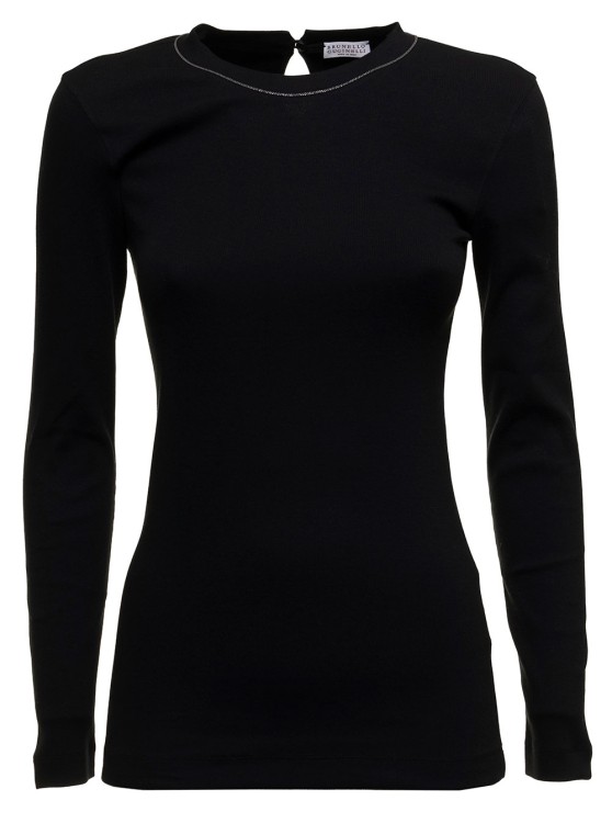 Shop Brunello Cucinelli Woman's Long-sleeved Black Cotton T-shirt