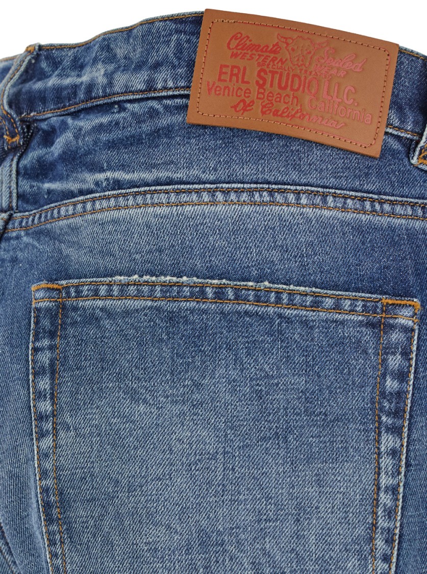 Erl Unisex Distressed Regular Fit Jeans Woven In Blue