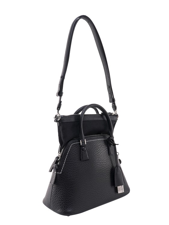 Shop Maison Margiela Leather Handbag With With Logo Patch In Black