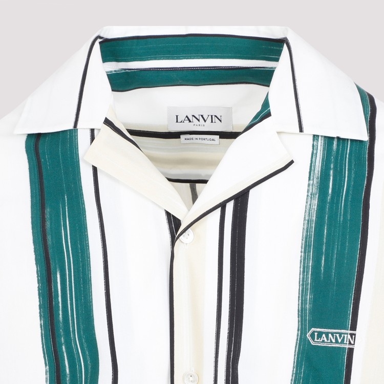 Shop Lanvin Green Bottle Cotton Printed Bowling Shirt In White