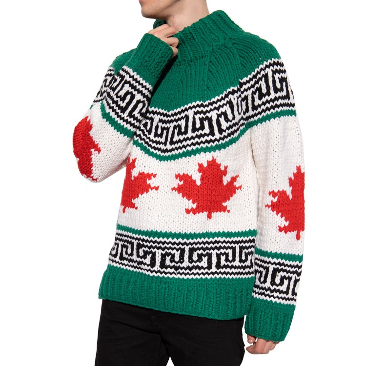 Shop Dsquared2 Patterned Wool Sweater In Green