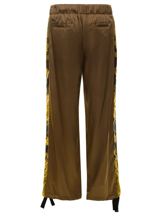 Shop Versace Brown Jogger Pants With Drawstring And Barocco Bands In Viscose