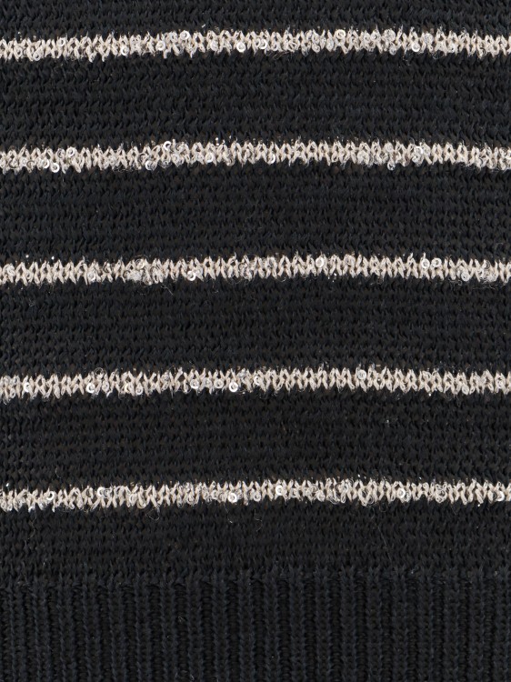Shop Brunello Cucinelli Cotton Sweater With Lurex Detail In Black