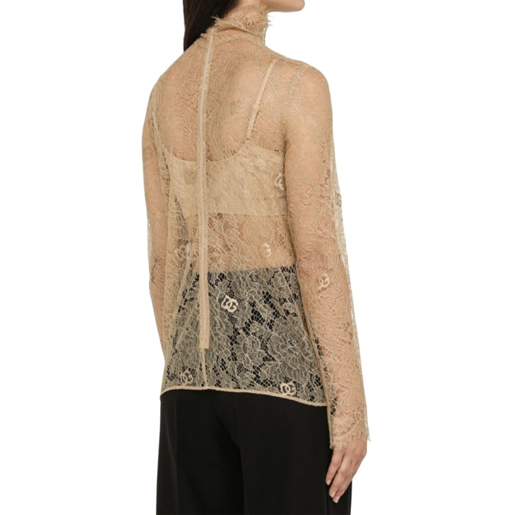 Shop Dolce & Gabbana Lace Top In Brown