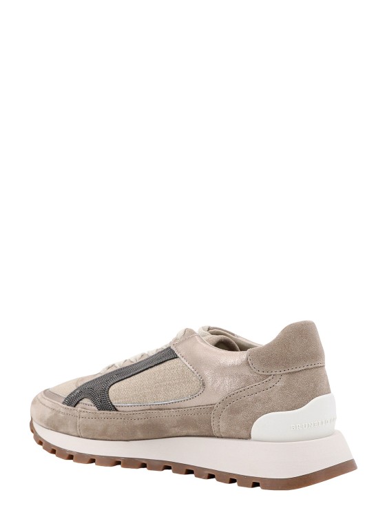 Shop Brunello Cucinelli Canvas And Suede Sneakers With Precious Contour In Grey