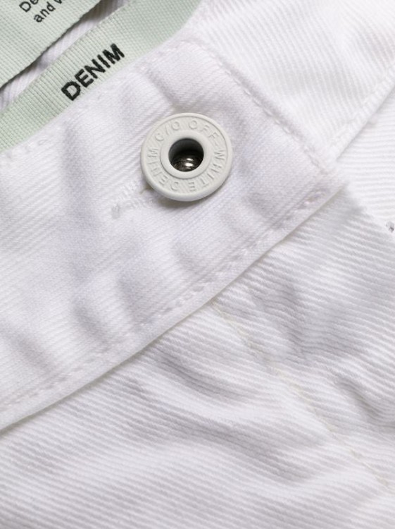 Off-white Contrast Hem Mid-rise Denim Jeans In White