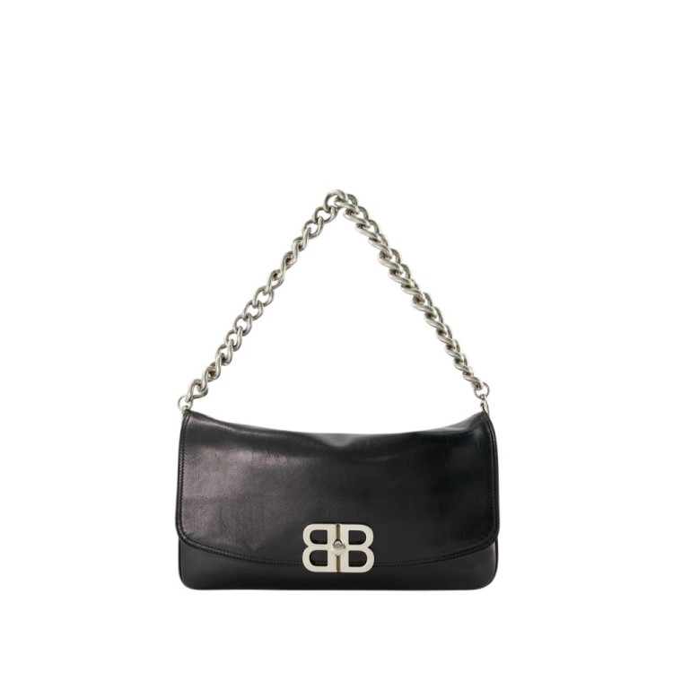 Shop Balenciaga Bb Soft Flap Bag - Leather - Black