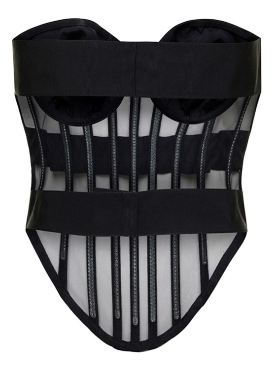 Shop Dolce & Gabbana Black Corset Top With Boning And Sweetheart Neckline In Polyamide